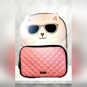 BETSEY JOHNSON Luv Betsey By Pink & Black Kari Cat Backpack
